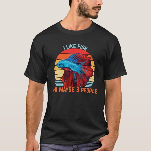 Camiseta Eu Gosto De Peixe E Talvez 3 Pessoas De Design (Frente)