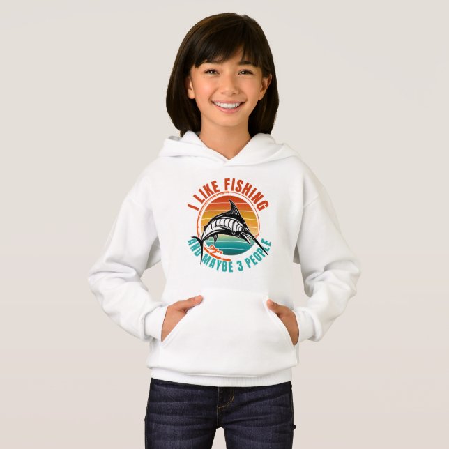 Camiseta eu gosto de pesca e talvez 3 pessoas   (Frente Completa)