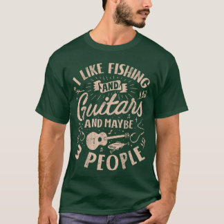 Camiseta Eu Gosto de Pescar e Guitarras e Talvez 3 Pessoas 