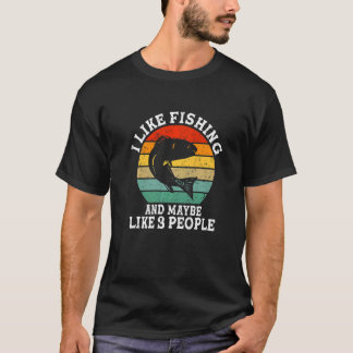 Camiseta Eu Gosto De Pescar E Talvez Três Pessoas Retro