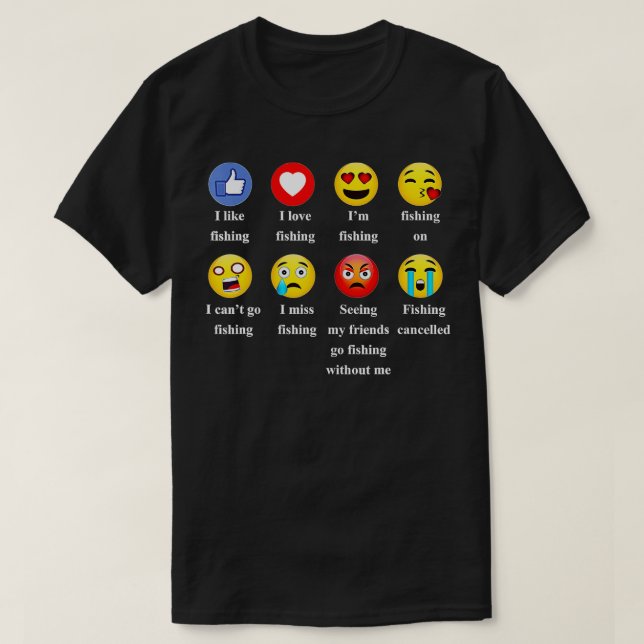 Camiseta Eu Gosto De Pescar Emoji Emoticons Engraçados  (Frente do Design)