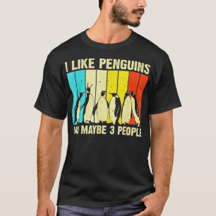 Camiseta Eu Gosto De Pinguins E Talvez 3 Pessoas Retro Aquá