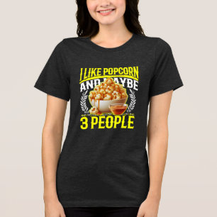 Camiseta eu gosto de pipoca e talvez 3 pessoas