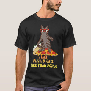 Camiseta Eu Gosto de Pizza e Gatos Mais do que Pessoas Fati