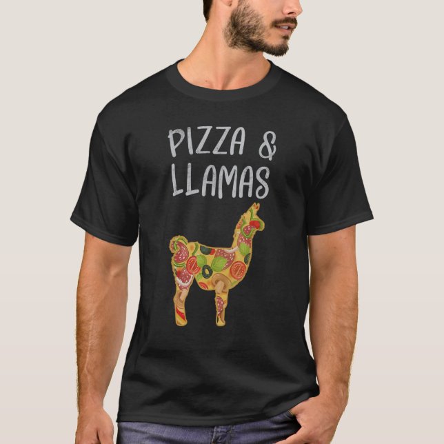 Camiseta Eu Gosto de Pizza e Lhamas  Pizza de Llama  Fofo (Frente)