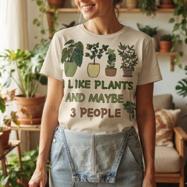 Camiseta Eu Gosto de Plantas e Talvez 3 Pessoas (Criador carregado)