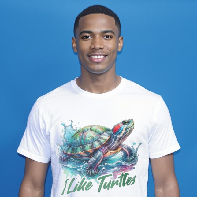 Camiseta Eu gosto de tartarugas-de-orelha-vermelha (I like Turtles Red-eared Slider Turtle Lover T-Shirt.)