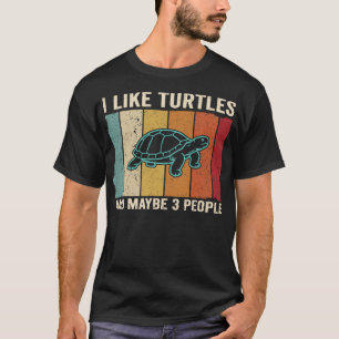 Camiseta Eu Gosto de Tartarugas e Talvez 3 Pessoas Piada do
