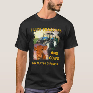 Camiseta Eu Gosto de Tratores E Vacas E Talvez 3 Pessoas Fi