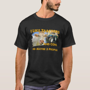 Camiseta Eu Gosto De Tratores E Vacas E Talvez 3 Pessoas Le