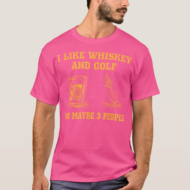 Camiseta Eu Gosto de Uísque E Golfe E Talvez 3 Pessoas Vint (Frente)