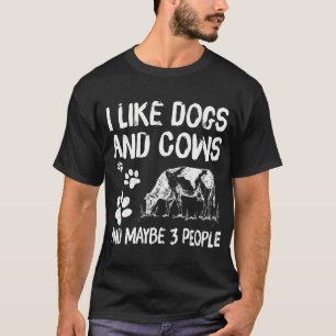 Camiseta Eu Gosto de Vacas e Cachorros e Talvez 3 Pessoas V