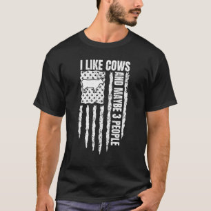 Camiseta Eu Gosto de Vacas E Talvez 3 Pessoas Bandeira Amer