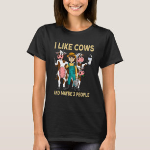 Camiseta eu gosto de vacas e talvez 3 pessoas criador de v