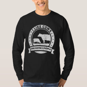 Camiseta Eu Gosto De Vacas E Talvez 3 Pessoas De Fazenda