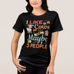 Camiseta Eu Gosto De Vacas E Talvez 3 Pessoas, Engraçado An