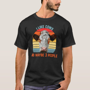 Camiseta Eu gosto de vacas e talvez 3 pessoas retro 1