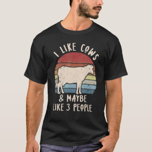 Camiseta Eu Gosto De Vacas E Talvez 3 Pessoas Vintage Senho