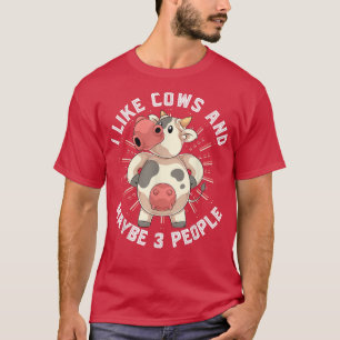 Camiseta Eu Gosto De Vacas E Talvez Três Pessoas Engraçadas