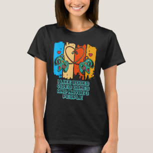 Camiseta Eu gosto de Videos games de livros e talvez três P