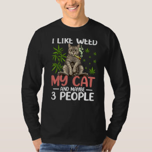 Camiseta Eu Gosto De Weed Meu Gato E Talvez 3 Pessoas De Ga