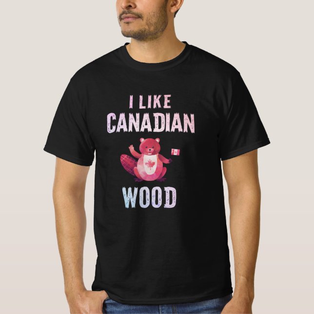 Camiseta Eu gosto do canadense Wood Beaver Canada Native (Frente)