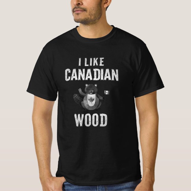 Camiseta Eu gosto do canadense Wood Beaver Canada Quebec (Frente)