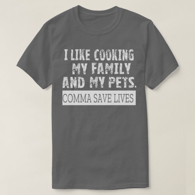 Camiseta Eu gosto do cozinhar da minha família, meus animai (Frente do Design)