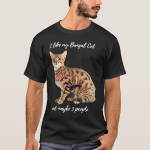 Camiseta Eu gosto do meu Gato Bengala e talvez 3 Pessoas Hu