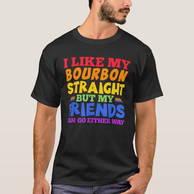 Camiseta Eu gosto do meu Hetero Bourbon LGBTQ Orgulho gay M (Frente)