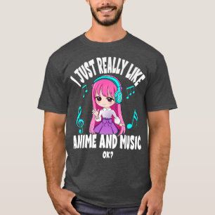 Camiseta Eu gosto muito de anime e música, chibi Anim