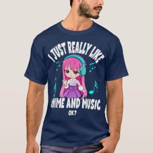 Camiseta Eu gosto muito de anime e música, chibi Anim