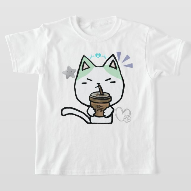 Camiseta Eu Gosto Muito De Café Ok Gato Bonito (Postura )