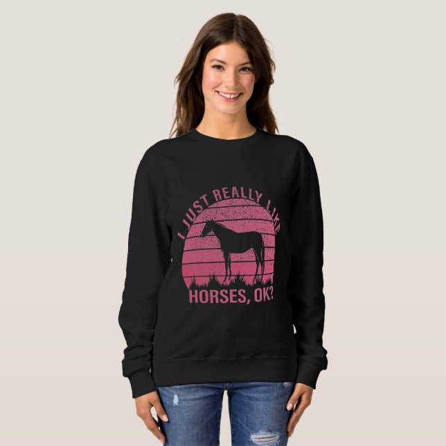 Camiseta Eu gosto muito de cavalos em rosa-Rosa (Frente Completa)