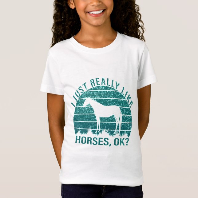 Camiseta Eu gosto muito de cavalos em verde marinho (Frente)