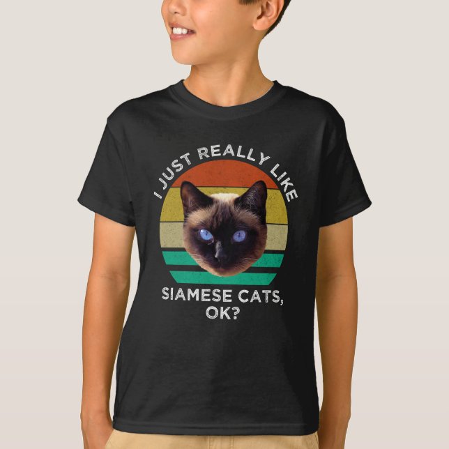 Camiseta Eu Gosto Muito De Gatos Siameses, Ok? (Frente)