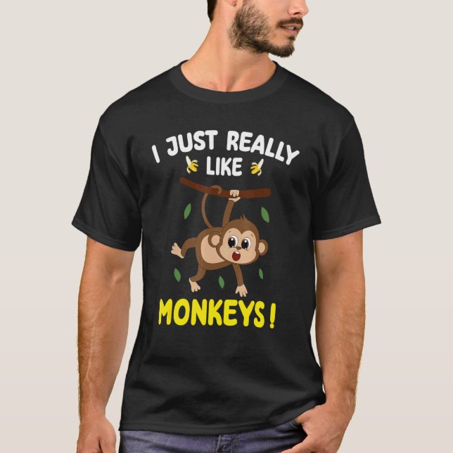 Camiseta Eu Gosto Muito De Macacos Macacos Cujo Macaco É Ra (Frente)