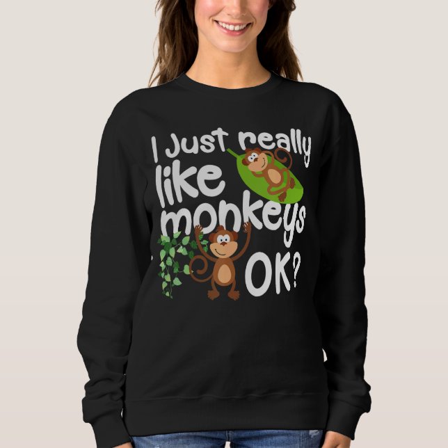 Camiseta Eu Gosto Muito De Macacos Que Amo Animais (Frente)