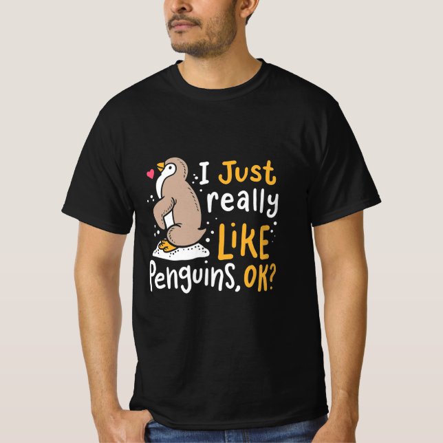 Camiseta Eu Gosto Muito De Pinguins. (Frente)