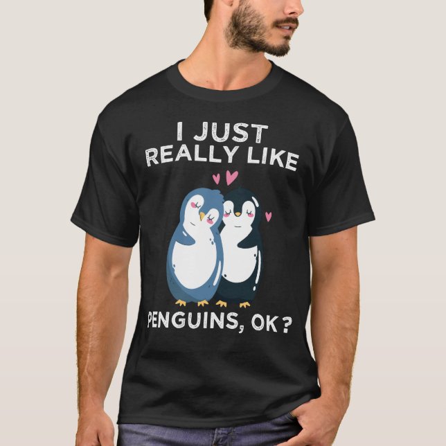Camiseta Eu Gosto Muito De Pinguins, OK (Frente)