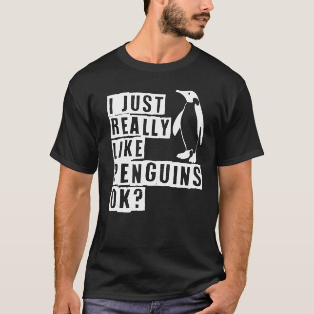 Camiseta Eu Gosto Muito De Pinguins Ok Pinguim (Frente)
