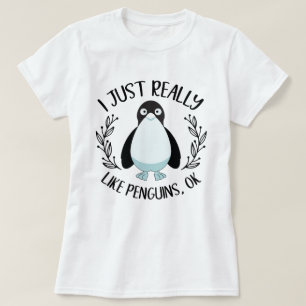 Camiseta Eu Gosto Muito De Pinguins Ok Pinguim Engraçado