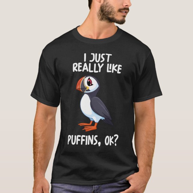 Camiseta Eu Gosto Muito De Puffins. (Frente)