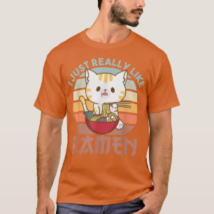 Camiseta Eu gosto muito de Ramen Cute Cat come Ramen Noodl