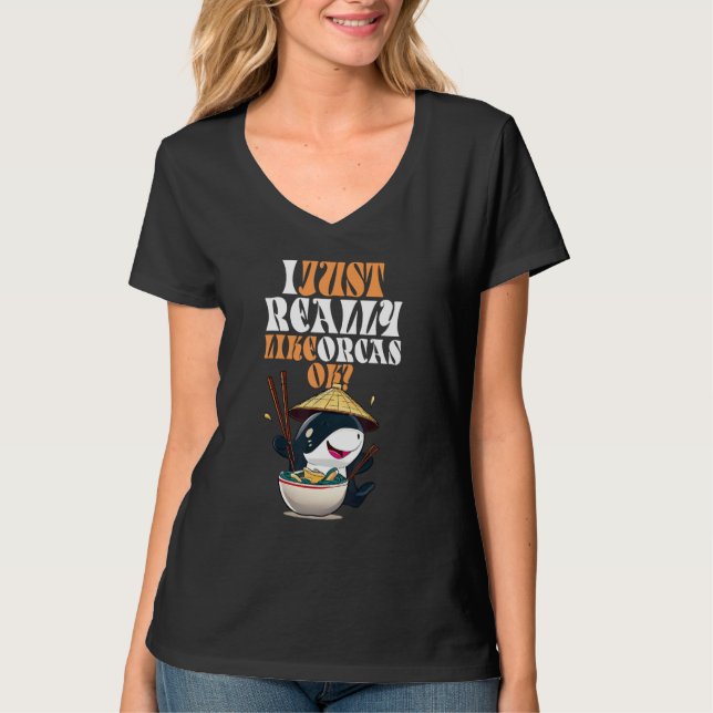 Camiseta Eu Gosto Muito Do Orcas Ok Orca Ramen (Frente)