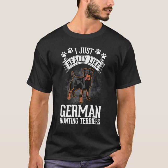 Camiseta Eu gosto muito dos Terriers de Caça Alemães (Frente)