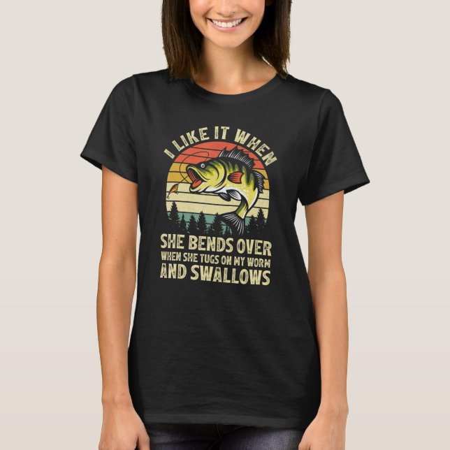 Camiseta Eu Gosto Quando Ela Se Inclina   Pesca de Robalo P (Frente)