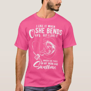 Camiseta Eu Gosto Quando Ela Se Inclina Piada de Pesca Adul