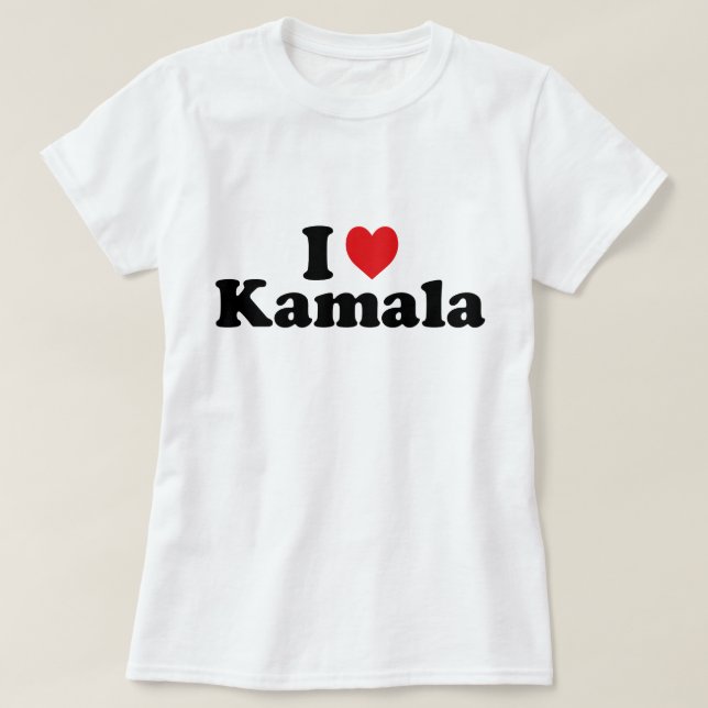 Camiseta EU HEART AMOR KAMALA HARRIS Eu adoro kamala engraç (Frente do Design)