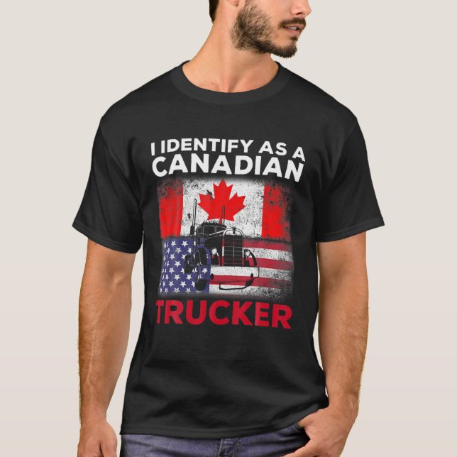 Camiseta Eu Identifico Como Um Caminhoneiro Canadense Engra (Frente)
